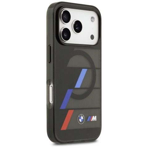 Etui BMW M IML Metal Buttons Tricolor Lines MagSafe do iPhone 17 Pro czarny