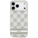 Etui DKNY Checkered with Printed Stripes do iPhone 17 Pro Max beżowy