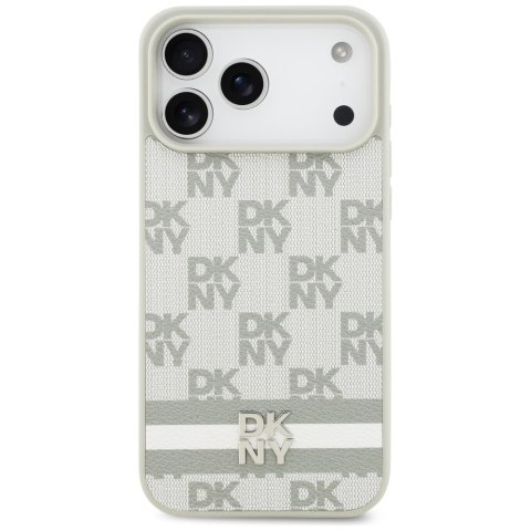Etui DKNY Checkered with Printed Stripes do iPhone 17 Pro Max beżowy
