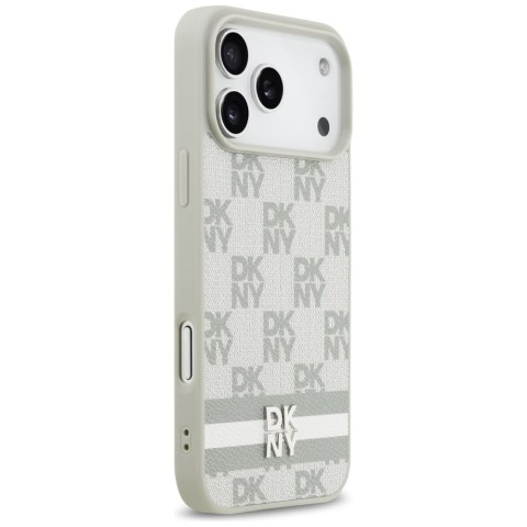 Etui DKNY Checkered with Printed Stripes do iPhone 17 Pro Max beżowy