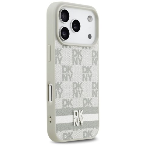 Etui DKNY Checkered with Printed Stripes do iPhone 17 Pro beżowy