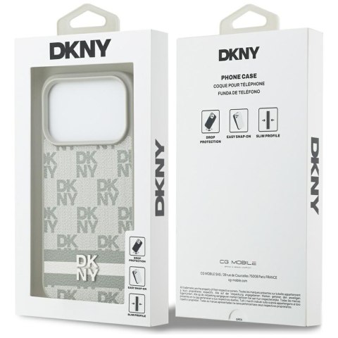 Etui DKNY Checkered with Printed Stripes do iPhone 17 Pro beżowy