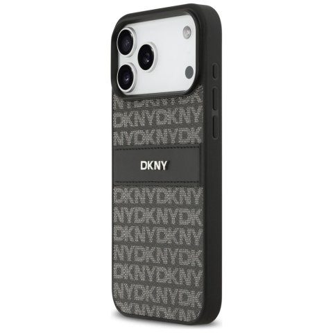 Etui DKNY Repeat Texture Pattern with Tonal Stripe do iPhone 17 Pro Max czarny