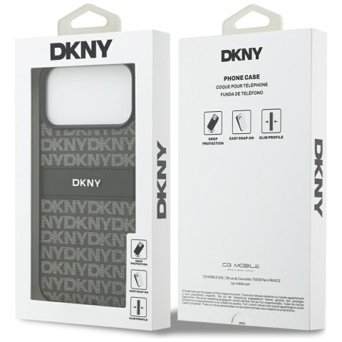 Etui DKNY Repeat Texture Pattern with Tonal Stripe do iPhone 17 Pro Max czarny