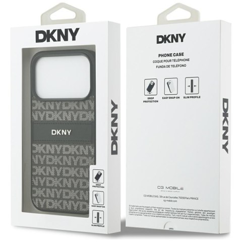 Etui DKNY Repeat Texture Pattern with Tonal Stripe do iPhone 17 Pro czarny