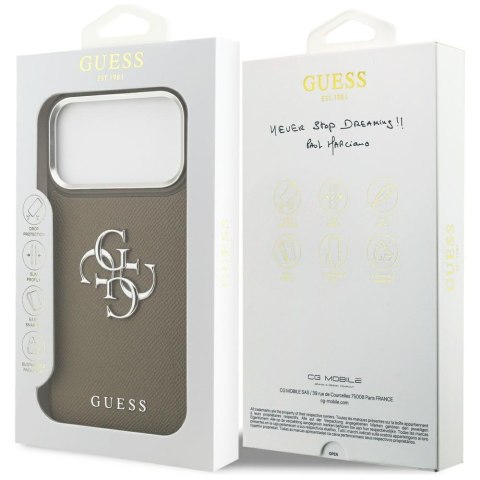 Etui Guess Grained Big 4G Classic Logo do iPhone 17 Pro Max brązowy