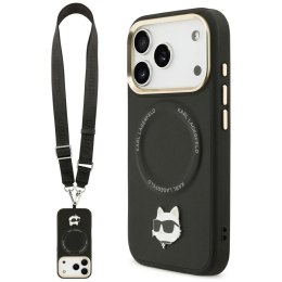Etui Karl Lagerfeld Big Strap Choupette Metal Logo MagSafe do iPhone 17 Pro Max czarny