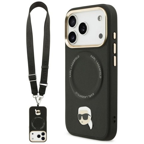 Etui Karl Lagerfeld Big Strap Karl Metal Logo MagSafe do iPhone 17 Pro czarny