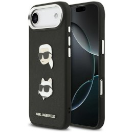Etui Karl Lagerfeld FW Grained Karl & Choupette Heads Pins & Logo do iPhone Air czarny