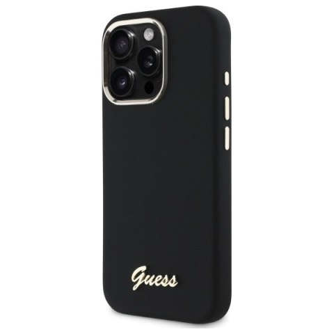 Guess GUHCP16XSMBSLK iPhone 16 Pro Max 6.9" czarny/black hardcase Silicone Script Metal Logo & Frame