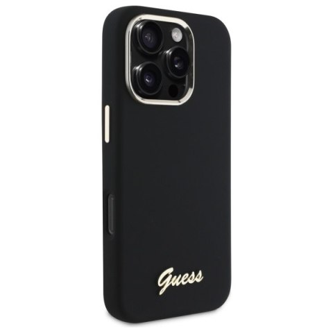 Guess GUHCP16LSMBSLK iPhone 16 Pro 6.3" czarny/black hardcase Silicone Script Metal Logo & Frame