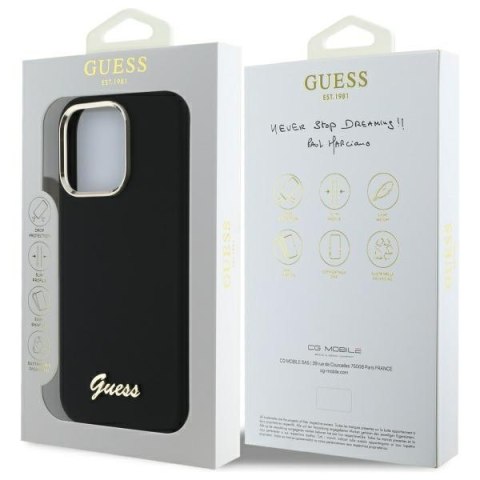 Guess GUHCP16LSMBSLK iPhone 16 Pro 6.3" czarny/black hardcase Silicone Script Metal Logo & Frame