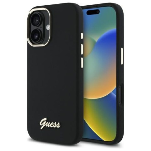 Guess GUHCP16MSMBSLK iPhone 16 Plus 6.7" czarny/black hardcase Silicone Script Metal Logo & Frame