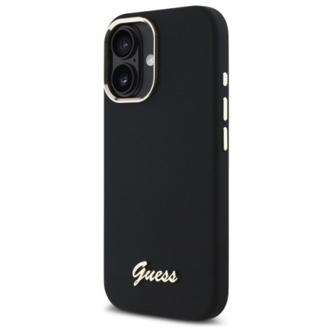 Guess GUHCP16SSMBSLK iPhone 16 6.1" czarny/black hardcase Silicone Script Metal Logo & Frame