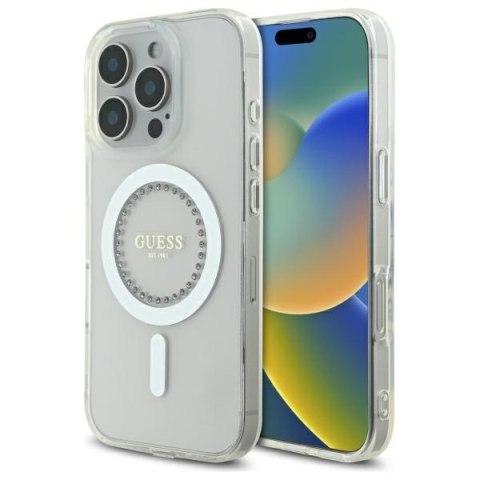 Guess GUHMP16XPFTDTEH iPhone 16 Pro Max 6.9" biały/white hardcase IML Rhinestones MagSafe