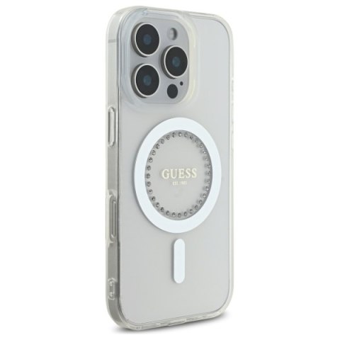 Guess GUHMP16XPFTDTEH iPhone 16 Pro Max 6.9" biały/white hardcase IML Rhinestones MagSafe