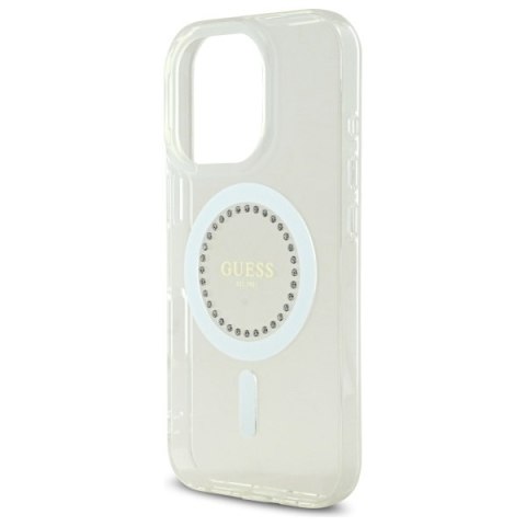 Guess GUHMP16LPFTDTEH iPhone 16 Pro 6.3" biały/white hardcase IML Rhinestones MagSafe