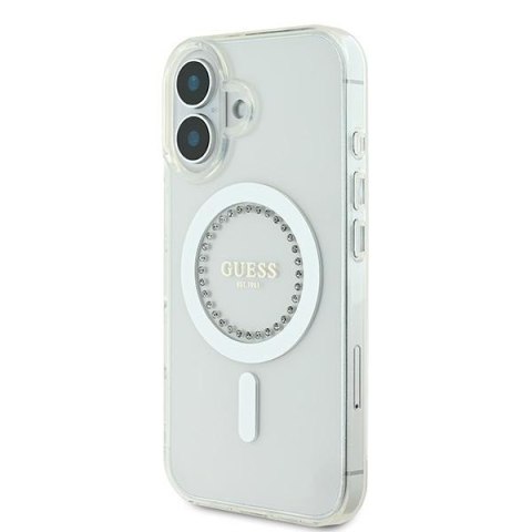 Guess GUHMP16MPFTDTEH iPhone 16 Plus 6.7" biały/white hardcase IML Rhinestones MagSafe
