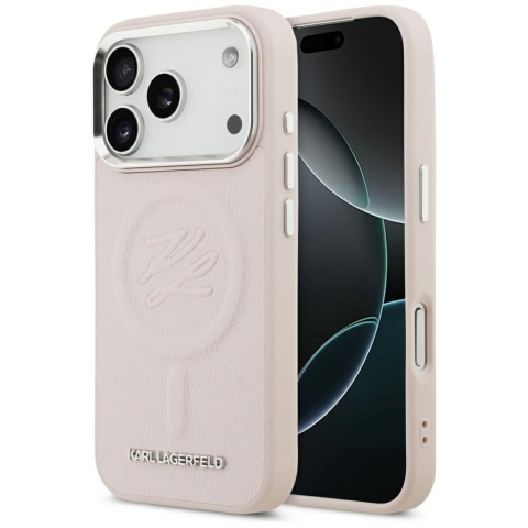 Etui Karl Lagerfeld Initial & Metal Logo MagSafe do iPhone 17 Pro różowy