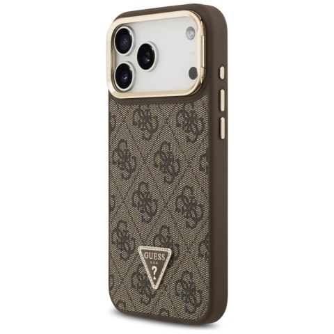 Etui Guess 4G PU Triangle Logo & Stand Camera Magsafe do iPhone 17 Pro Max brązowy