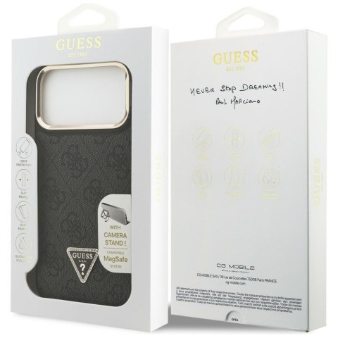 Etui Guess 4G PU Triangle Logo & StandCamera Magsafe do iPhone 17 Pro Max czarny