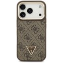 Etui Guess 4G PU Triangle Logo & Stand Camera Magsafe do iPhone 17 Pro brązowy