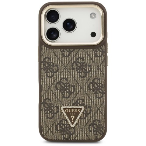 Etui Guess 4G PU Triangle Logo & Stand Camera Magsafe do iPhone 17 Pro brązowy
