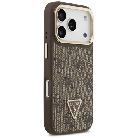 Etui Guess 4G PU Triangle Logo & Stand Camera Magsafe do iPhone 17 Pro brązowy