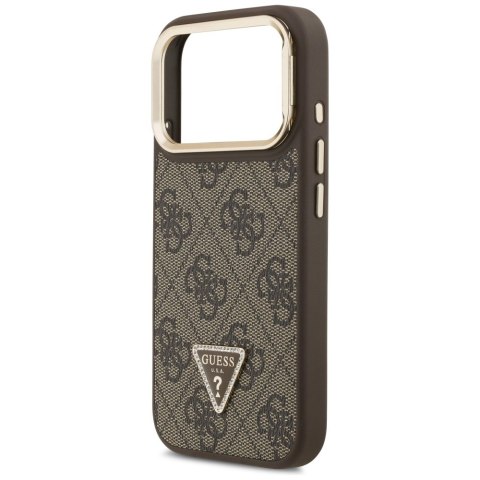 Etui Guess 4G PU Triangle Logo & Stand Camera Magsafe do iPhone 17 Pro brązowy