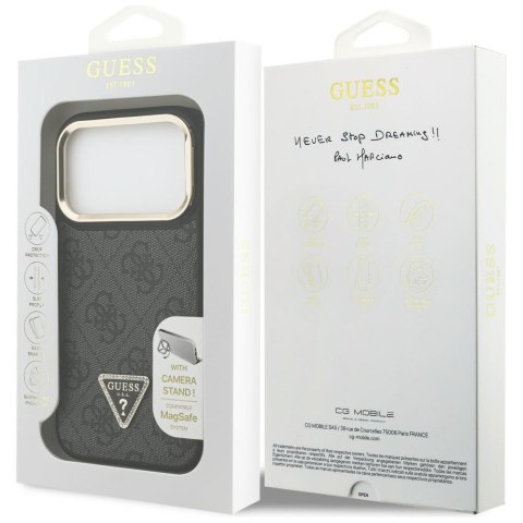 Etui Guess 4G PU Triangle Logo & Stand Camera Magsafe do iPhone 17 Pro czarny