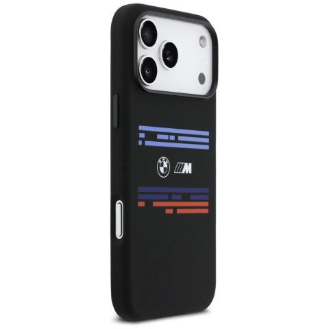 Etui BMW M Silicon Horizontal Line MagSafe do iPhone 17 Pro Max czarny