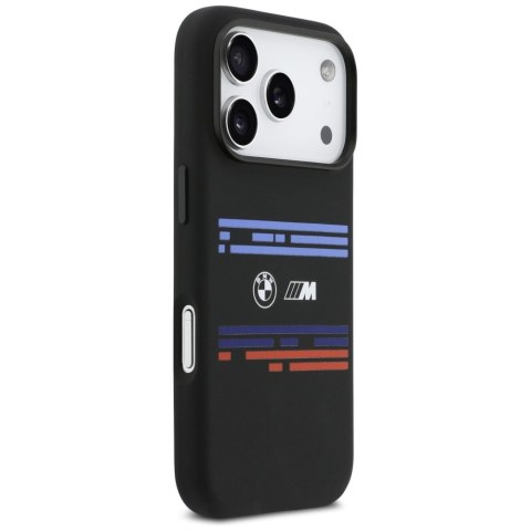 Etui BMW M Silicon Horizontal Line MagSafe do iPhone 17 Pro czarny