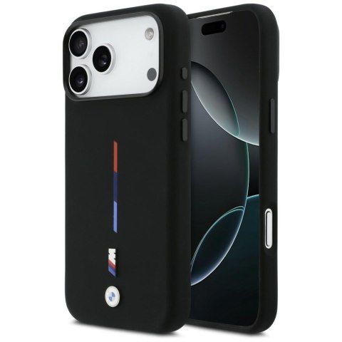 Etui BMW M Silicon Tricolor Line MagSafedo iPhone 17 Pro Max czarny