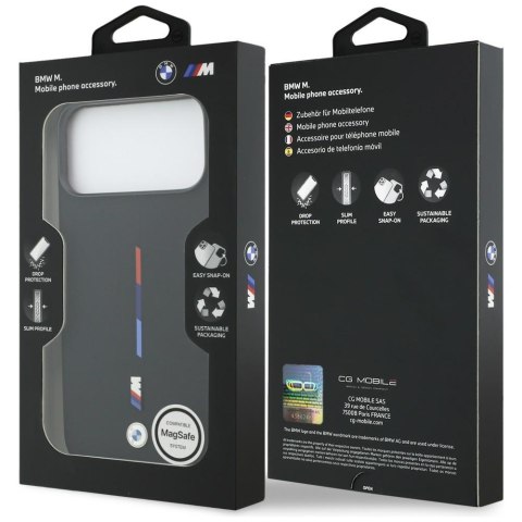 Etui BMW M Silicon Tricolor Line MagSafedo iPhone 17 Pro Max czarny