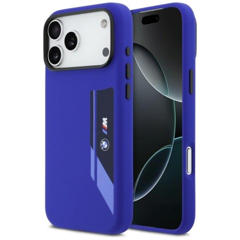 Etui BMW M Silicon Vertical Logo MagSafe do iPhone 17 Pro Max granatowy