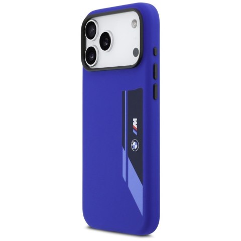 Etui BMW M Silicon Vertical Logo MagSafe do iPhone 17 Pro Max granatowy