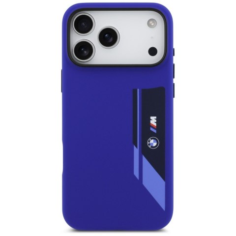 Etui BMW M Silicon Vertical Logo MagSafe do iPhone 17 Pro Max granatowy