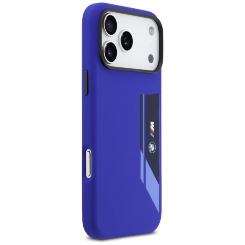 Etui BMW M Silicon Vertical Logo MagSafe do iPhone 17 Pro Max granatowy