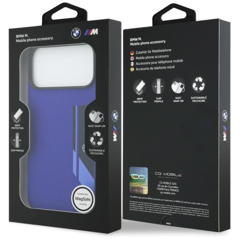 Etui BMW M Silicon Vertical Logo MagSafe do iPhone 17 Pro Max granatowy