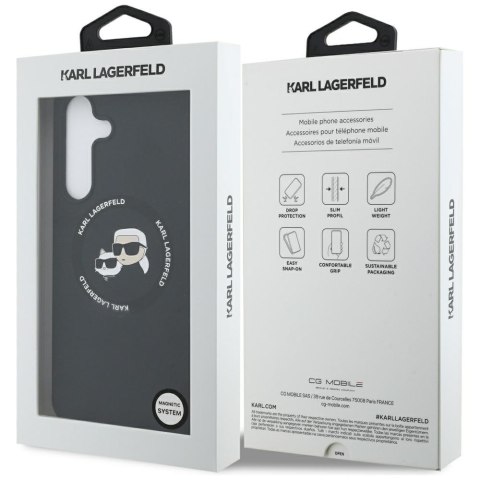 Etui Karl Lagerfeld Silicone Karl&Choupette Heads MagSafe do Samsung Galaxy S25 FE czarny