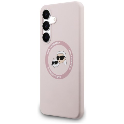 Etui Karl Lagerfeld Silicone Karl&Choupette Heads MagSafe do Samsung Galaxy S25 FE różowy