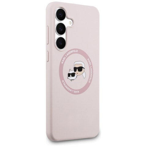 Etui Karl Lagerfeld Silicone Karl&Choupette Heads MagSafe do Samsung Galaxy S25 FE różowy