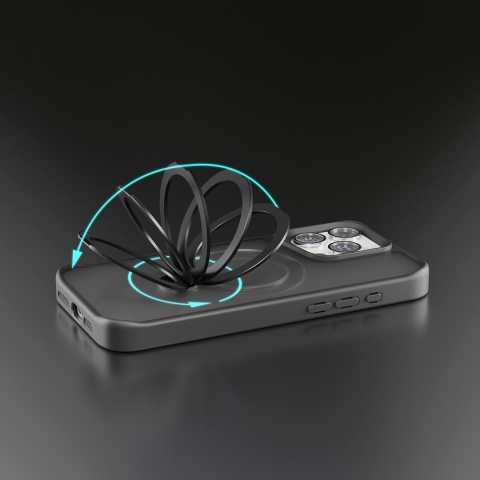 Nakładka Etteri Matt Mag Ring do iPhone 15 Pro Max 6,7" czarna