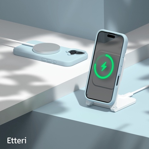 Nakładka Etteri Silicone Mag do iPhone 16 6,1" jasnoniebieska