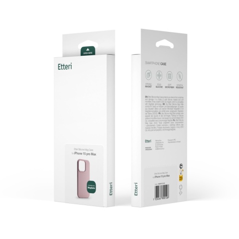 Nakładka Etteri Silicone Mag do iPhone 15 Pro 6,1" jasnoróżowa