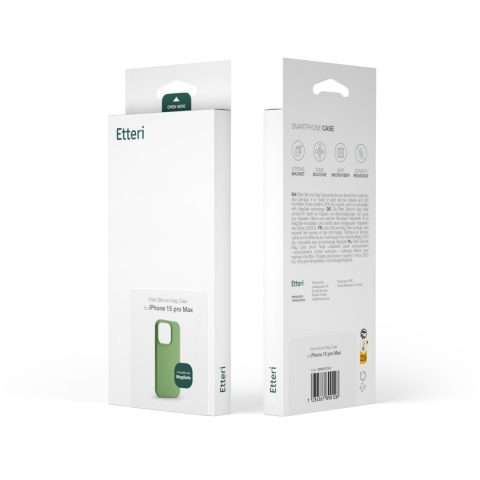 Nakładka Etteri Silicone Mag do iPhone 15 6,1" jasnozielona