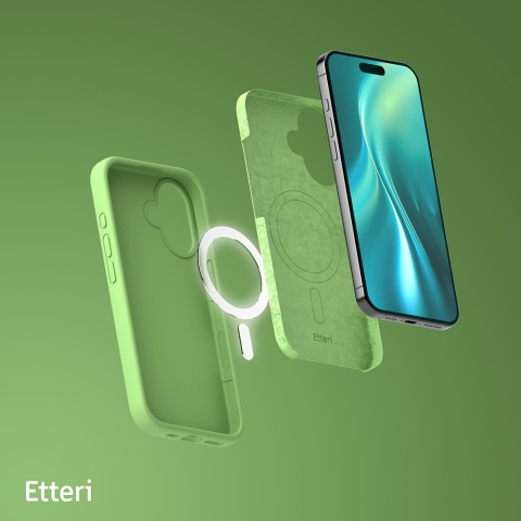Nakładka Etteri Silicone Mag do iPhone 16 6,1" jasnozielona