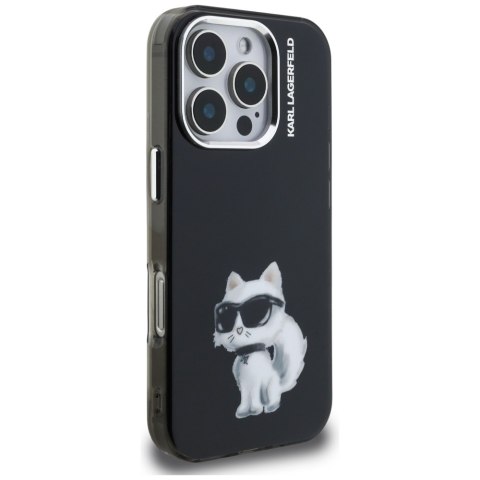 Etui Karl Lagerfeld IML Aquarelle Choupette & Logo do iPhone 16 Pro Max czarny