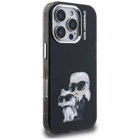 Etui Karl Lagerfeld IML Aquarelle Karl & Choupette & Logo do iPhone 16 Pro Max czarny