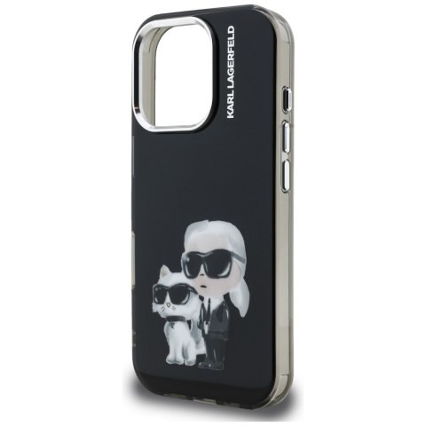 Etui Karl Lagerfeld IML Aquarelle Karl & Choupette & Logo do iPhone 16 Pro Max czarny